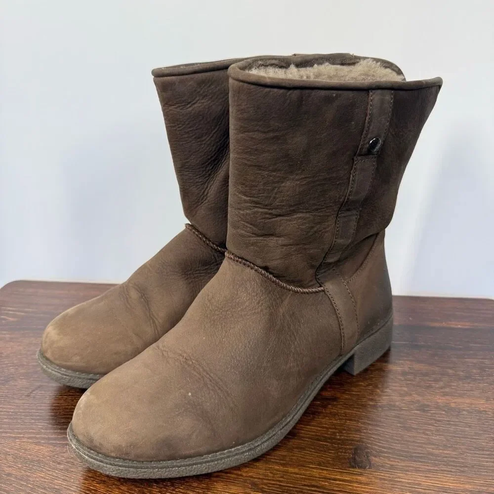 Abeo Women’s Burlington brown leather shearling lined boot size 10